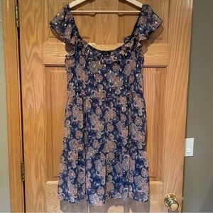 Floral Paisley Dress with Ruffle Sleeves | Size XL